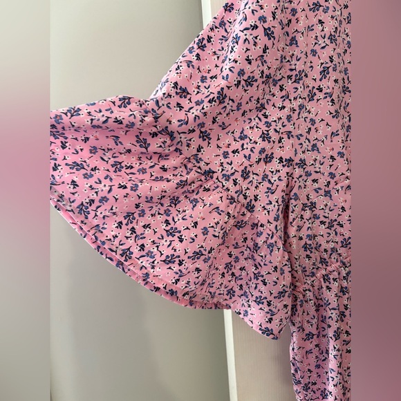 Pretty Little Thing plus size 2XL pink ruffle mini dress floral short sleeve - Picture 5 of 11